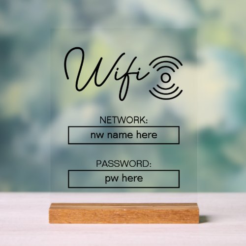 Custom Vacation Rentals Home Wifi Instructions Acrylic Sign