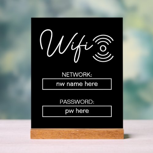 Custom Vacation Rentals Home Wifi Instructions Acrylic Sign