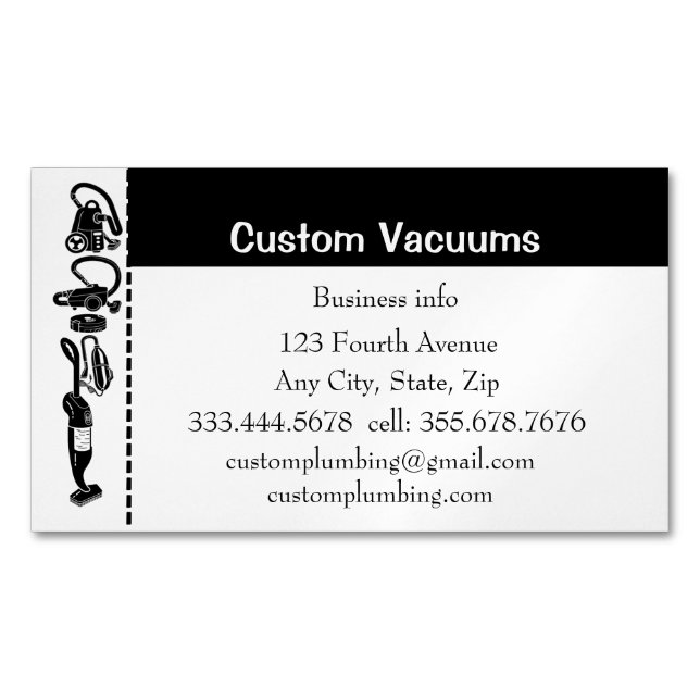 Custom Vacuum Repair Sales Maintenance Business Card Magnet (Front)