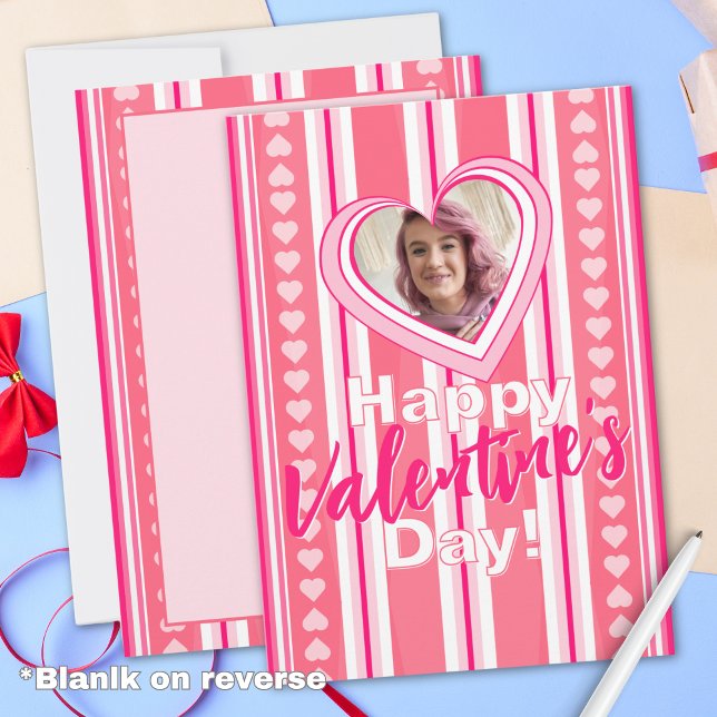 Custom Valentine Day Stripes Holiday Card (Creator Uploaded)