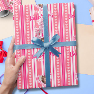 Custom Valentine Day Stripes Wrapping Paper