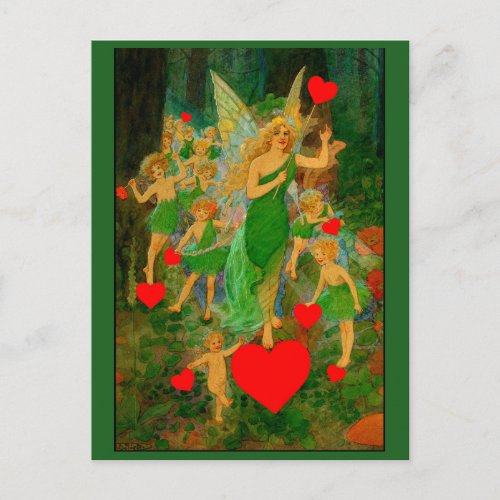 Custom Valentine Fairy Princess Red Hearts Cupids Postcard