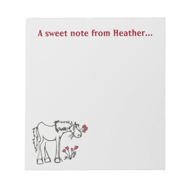 Custom Valentine Horse Notepad (Front)