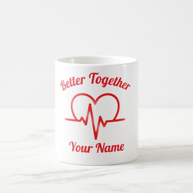 Custom Valentine’s day Heartbeat  Mug Personalized (Center)