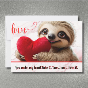 Custom Valentine Sloth Heart Takes its time Cute  Holiday Card