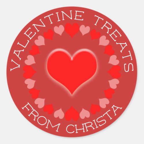 Custom Valentine Treats Circle of Hearts Gift Classic Round Sticker