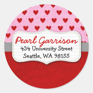 Custom Valentine's Day Circle Return Address Classic Round Sticker