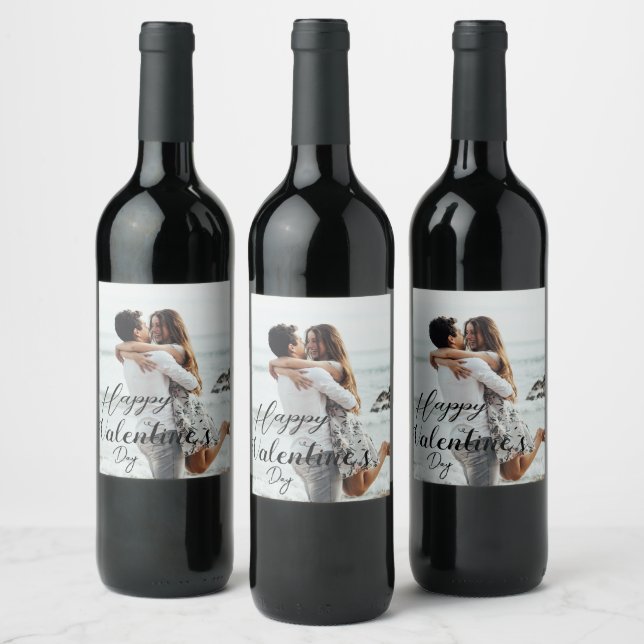 custom valentine's day , custom photo wine label  (Bottles)