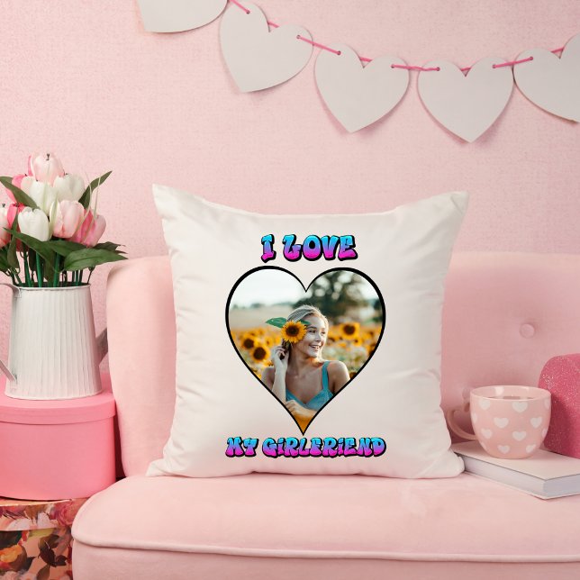 Custom Valentines Day Graffiti Girlfriend Photo Throw Pillow (Creator Uploaded)