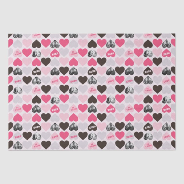 Custom Valentine's Day Heart Photo Collage Tissue Paper (Front)