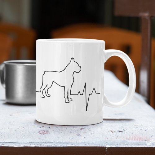 Custom Valentines Day Heartbeat Cute Boxer Dog Coffee Mug