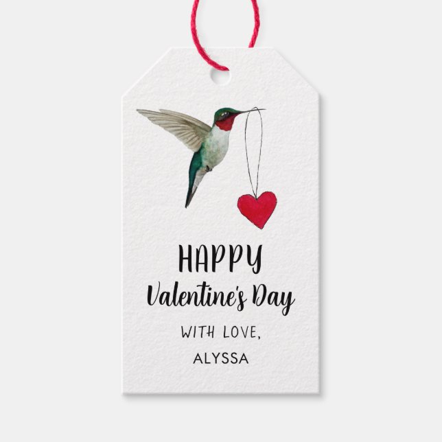 Custom Valentine's Day  Hummingbird Gift Tags (Front)