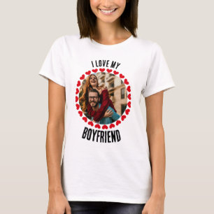Custom Valentines day I Love My Boyfriend Photo T-Shirt