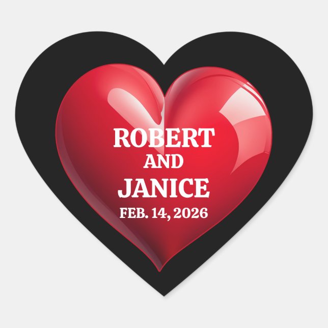 Custom valentines day personalize heart gift sticker (Front)