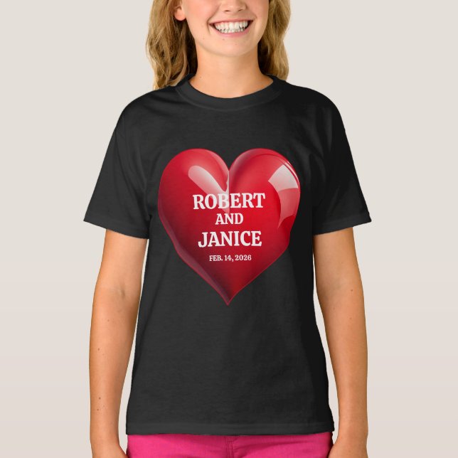 Custom valentines day personalize heart gift T-Shirt (Front)
