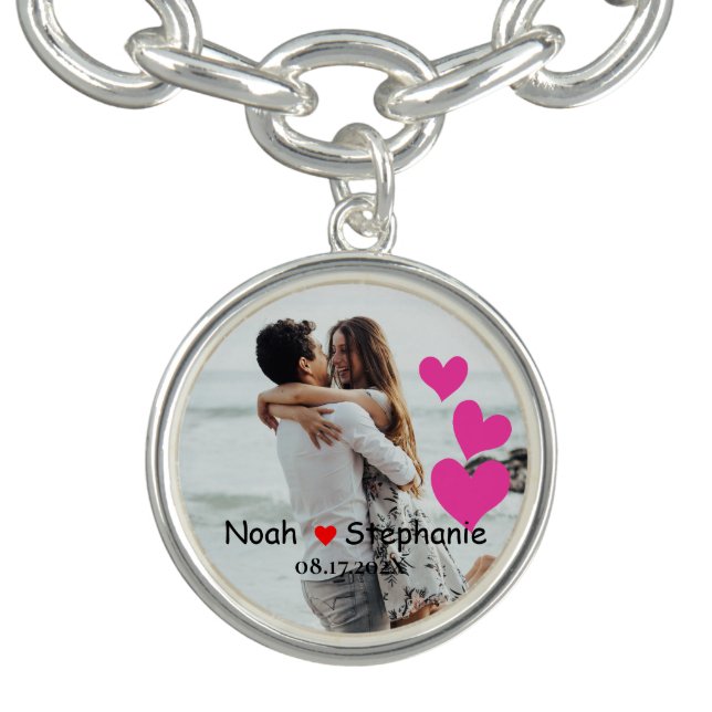 Custom Valentine's Day Personalized Photo Charm Bracelet (Design)