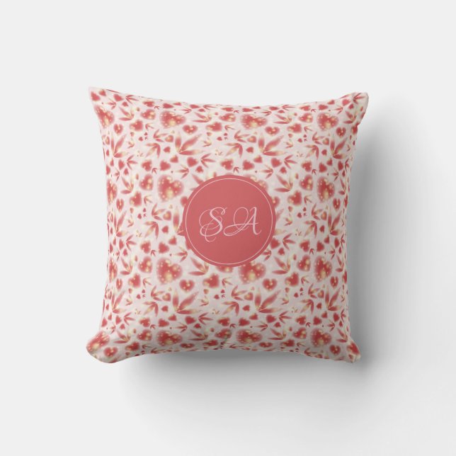 Custom Valentine's Day Pink Hearts Shiny Dot Light Throw Pillow (Front)