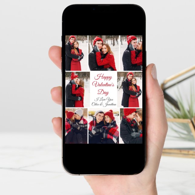 Custom Valentine's Day Romantic Love Photo Collage Card (Front Digital)