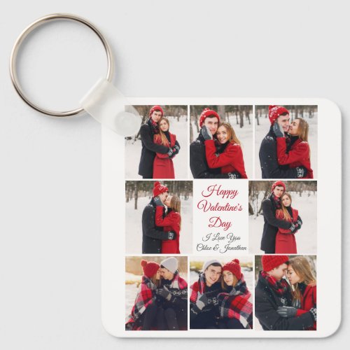 Custom Valentines Day Romantic Love Photo Collage Keychain