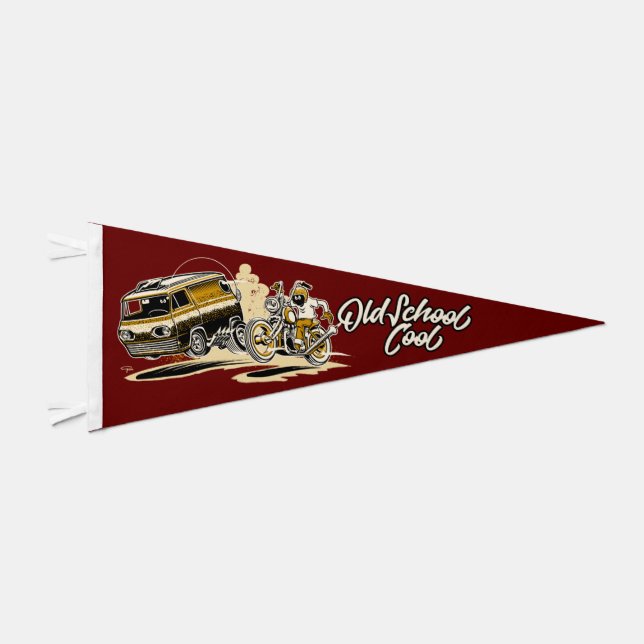 Custom Van and Springer Bike Old School Pennant Flag (Front)