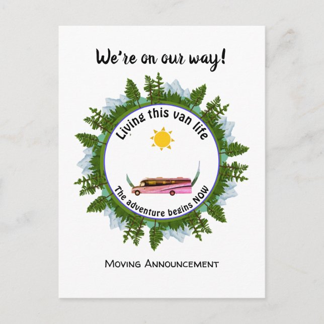 Custom Van Life Camping Announcement Postcard (Front)