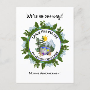 Custom Van Life CARAVAN Camping Announcement Postcard