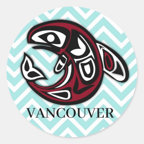 Custom Vancouver Native American Orca Killer Whale Classic Round Sticker