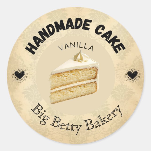 Custom Vanilla Cake Labels | Personalized Bakery P (Front)