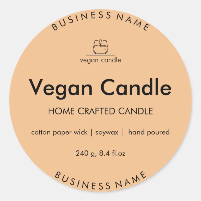 Custom Vegan Candle Label | Personalized (Front)
