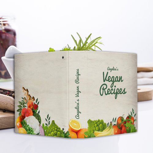 Custom Vegan Recipes 3 Ring Binder