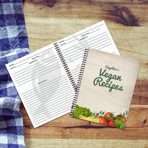 Custom Vegan Recipes Veggies  Notebook