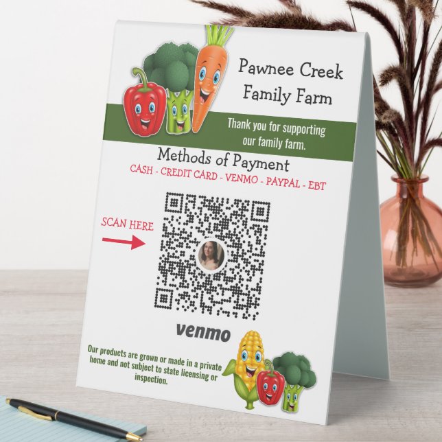 Custom Vegetable Stand Venmo Pay Here Sign (In SItu (Table))