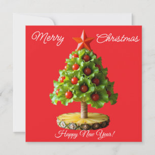Custom Vegetables Christmas Tree, Lettuce Leaves Holiday Card
