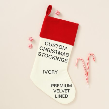 Custom Velvet Lined Ivory Christmas Stocking