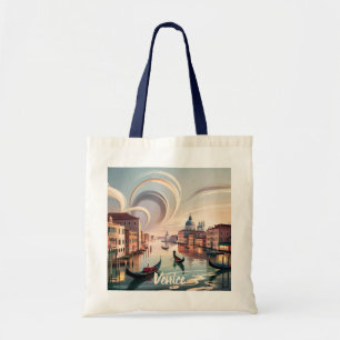 Custom Venice Italy Gondola Canal Watercolor Retro Tote Bag