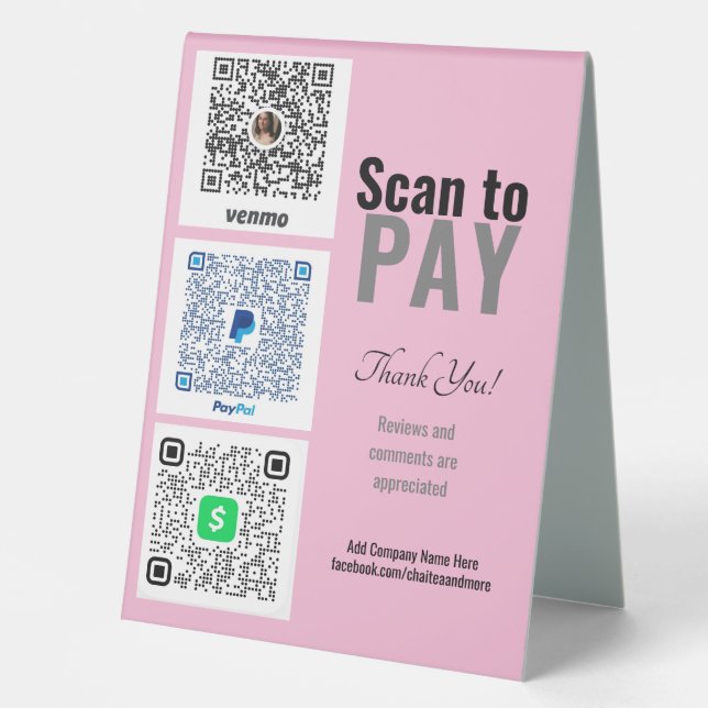 Custom Venmo Business Transactions Table Tent (Front)