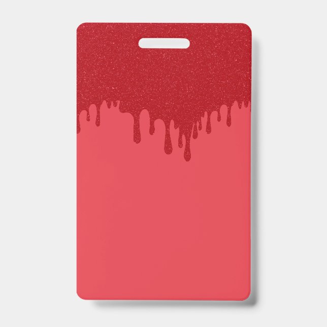 Custom Vertical Badge – Red Drip Design (Front)