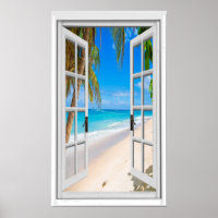 Custom Vertical Beach and Ocean Window View