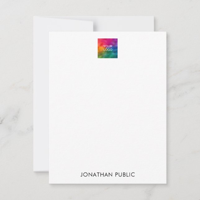 Custom Vertical Note Cards Name Logo Here Modern (Front)