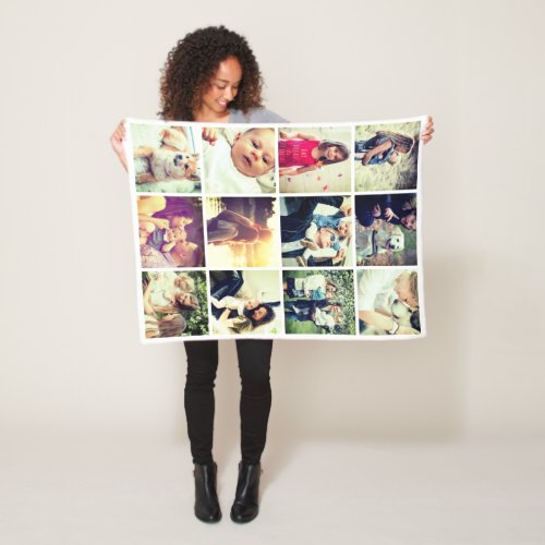 Custom vertical photo collage fleece blanket