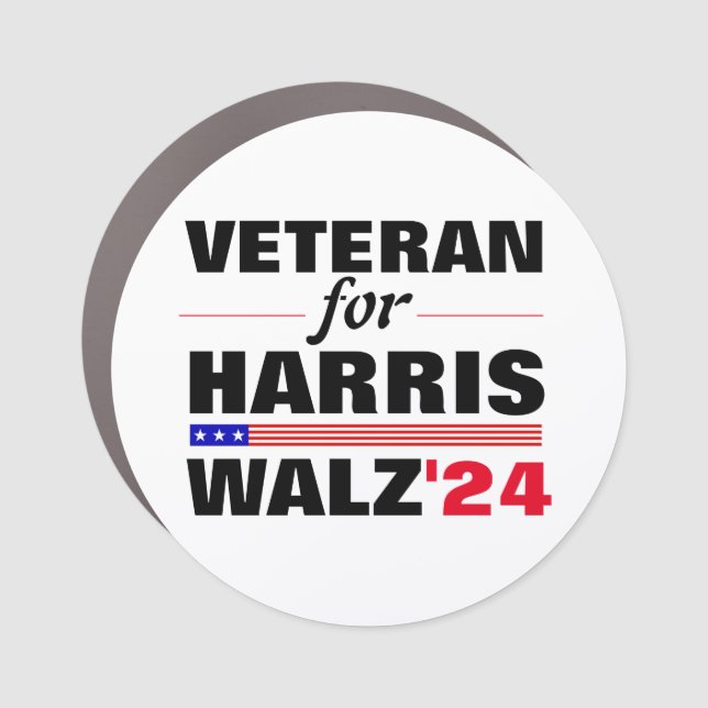 Custom Veterans for Harris Waltz 2024 Election Car Magnet (Front)