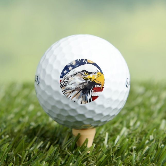 Custom Veterans Gift - Callaway Bald Eagle  Golf Balls (Insitu Tee)