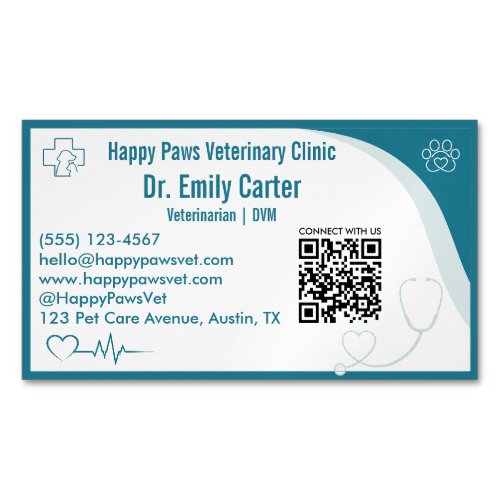 Custom Veterinarian Magnet Business Card QR Code