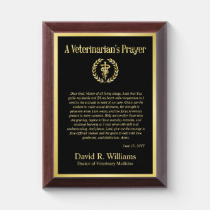 Custom Veterinarian Prayer Frame Vet Tech Graduate Award Plaque