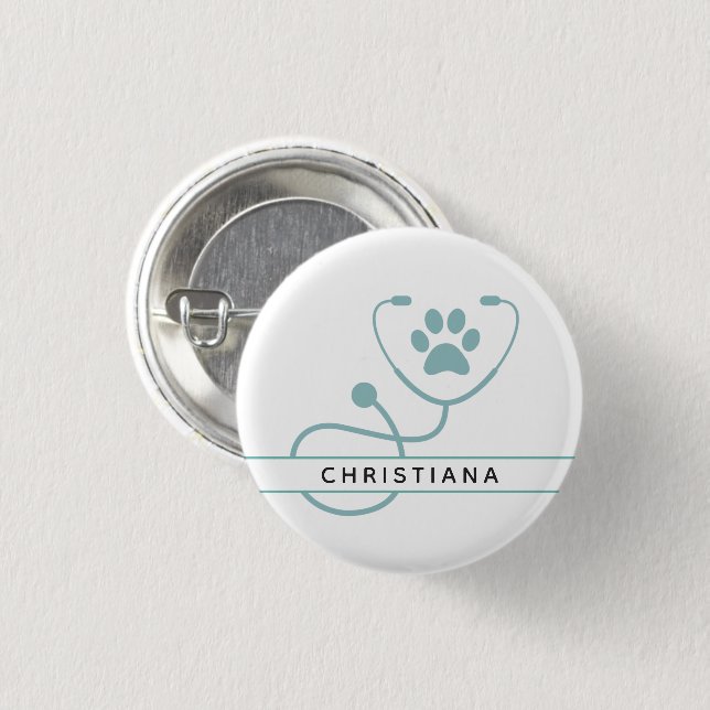 Custom Veterinarian Veterinary Professionals Button (Front & Back)