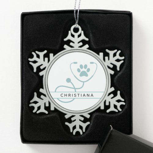 Custom Veterinarian Veterinary Professionals Snowflake Pewter Christmas Ornament