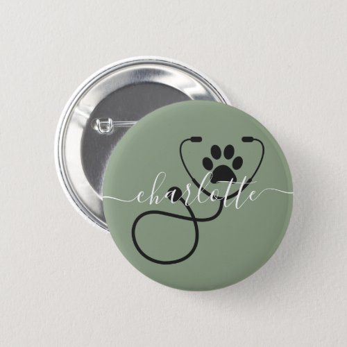 Custom Veterinarian Veterinary Tech Vet Assistant Button