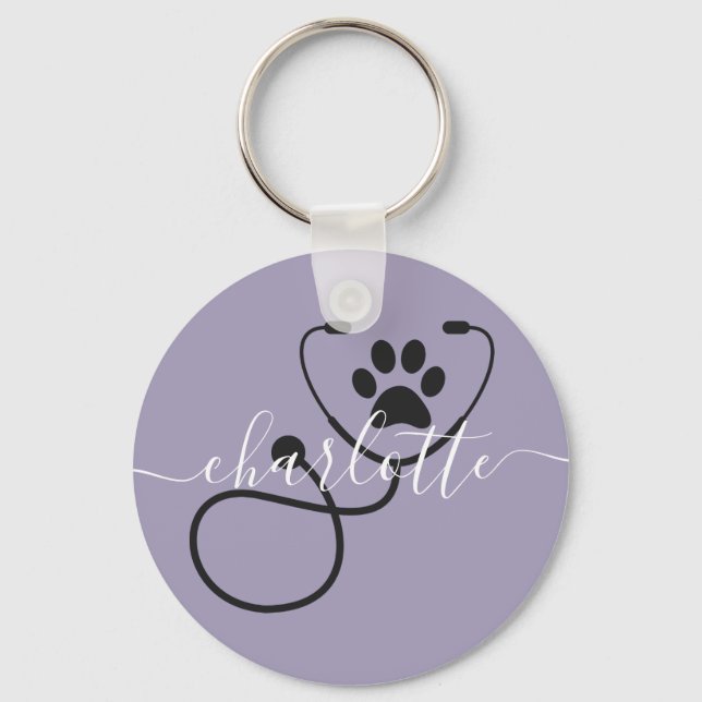 Custom Veterinarian Veterinary Tech Vet Assistant Keychain (Front)