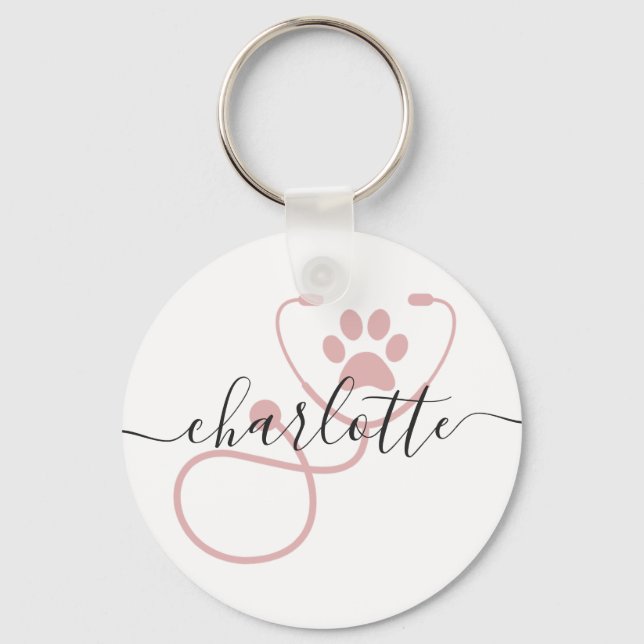 Custom Veterinarian Veterinary Tech Vet Assistant Keychain (Front)