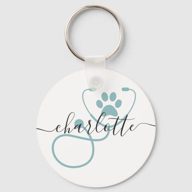 Custom Veterinarian Veterinary Tech Vet Assistant Keychain (Front)